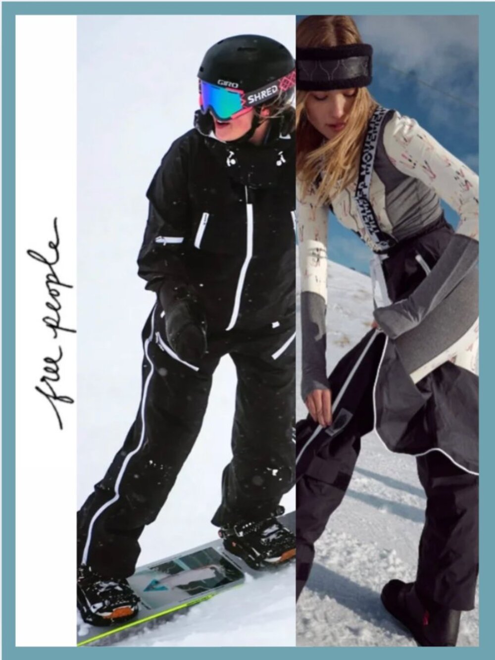 Free People Zephyr Ski Shell Pants Black Combo - PACKABLE - WATERPROOF SRP $498